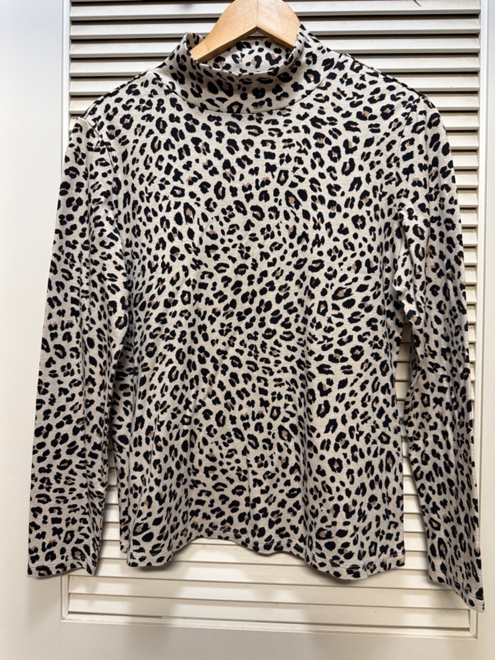 croft & barrow Cream and Black Leopard Print Turtleneck
